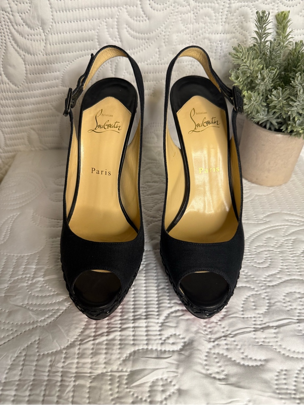 Christian Louboutin Indiana Sling 140 Black Platform Heels Size 39 - Picture 5 of 16